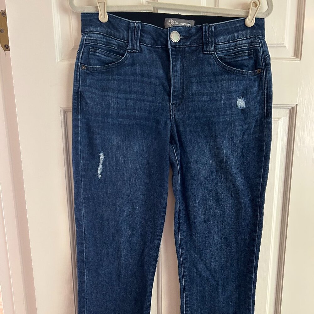 Democracy Jeans Womens 8 Ab Technology Ankle Distress Medium Wash Blue
